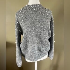 Pink Martini sweater with faux pearl detail